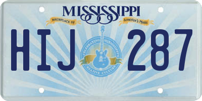 MS license plate HIJ287