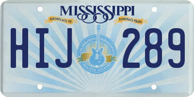 MS license plate HIJ289