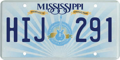 MS license plate HIJ291