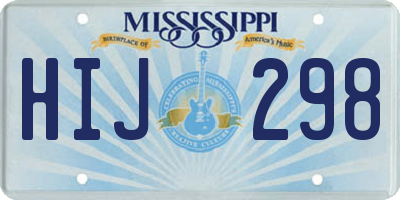 MS license plate HIJ298