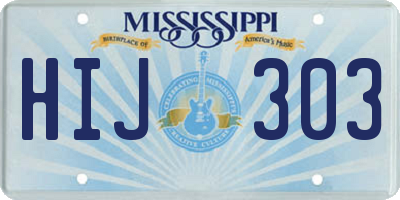 MS license plate HIJ303