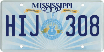 MS license plate HIJ308