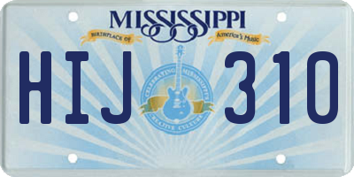 MS license plate HIJ310