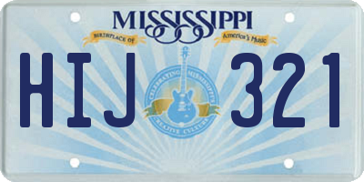 MS license plate HIJ321