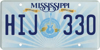 MS license plate HIJ330