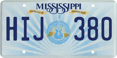 MS license plate HIJ380