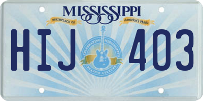 MS license plate HIJ403