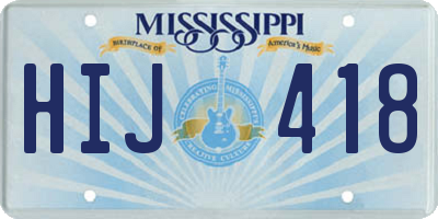 MS license plate HIJ418