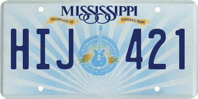 MS license plate HIJ421
