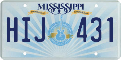 MS license plate HIJ431
