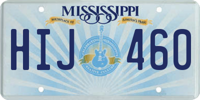 MS license plate HIJ460