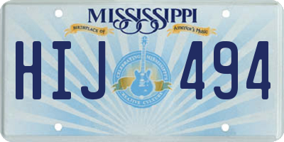 MS license plate HIJ494