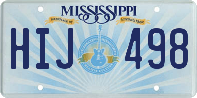 MS license plate HIJ498