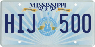 MS license plate HIJ500