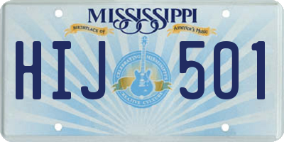 MS license plate HIJ501