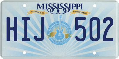 MS license plate HIJ502