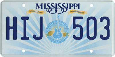 MS license plate HIJ503