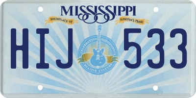MS license plate HIJ533