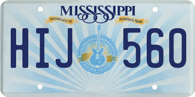 MS license plate HIJ560