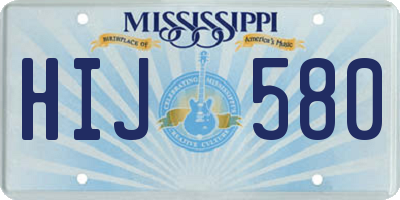 MS license plate HIJ580