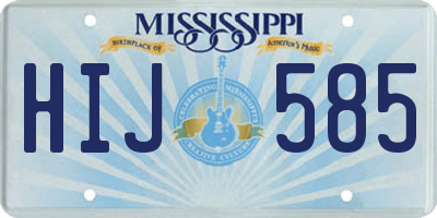 MS license plate HIJ585