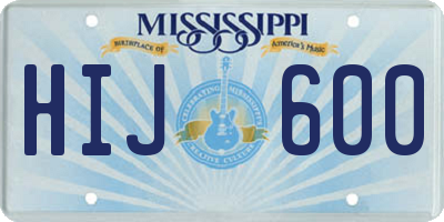 MS license plate HIJ600
