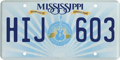 MS license plate HIJ603