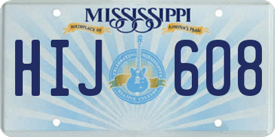 MS license plate HIJ608