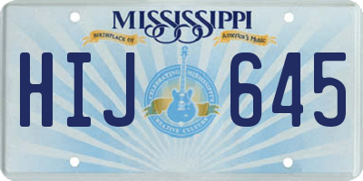 MS license plate HIJ645