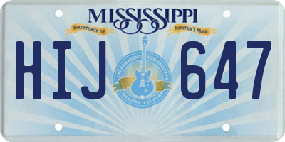 MS license plate HIJ647