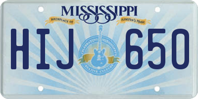 MS license plate HIJ650