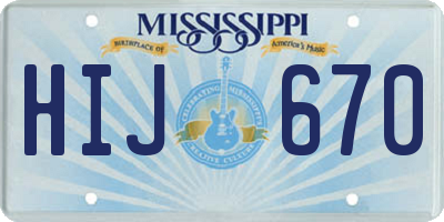 MS license plate HIJ670