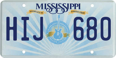 MS license plate HIJ680
