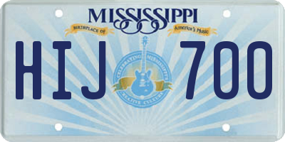 MS license plate HIJ700