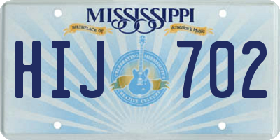 MS license plate HIJ702