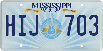 MS license plate HIJ703