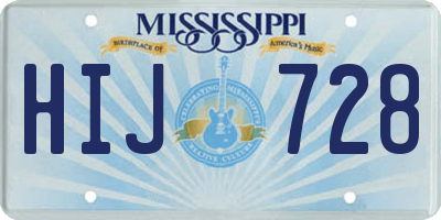 MS license plate HIJ728