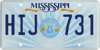 MS license plate HIJ731