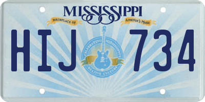 MS license plate HIJ734