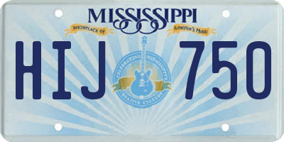 MS license plate HIJ750