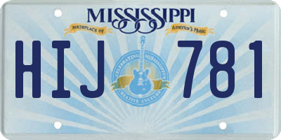 MS license plate HIJ781