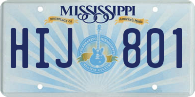 MS license plate HIJ801