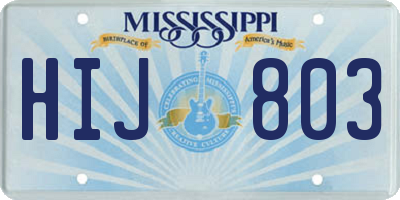 MS license plate HIJ803