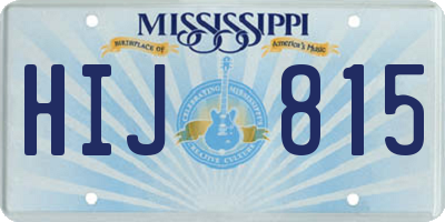 MS license plate HIJ815