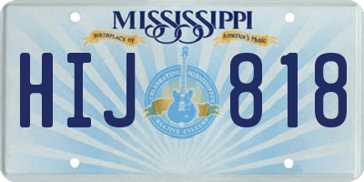 MS license plate HIJ818