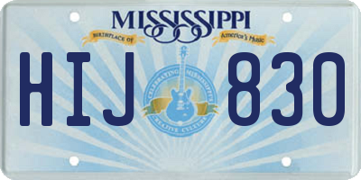 MS license plate HIJ830