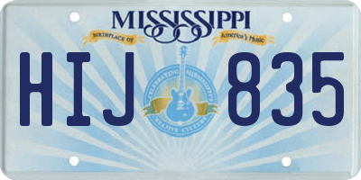 MS license plate HIJ835