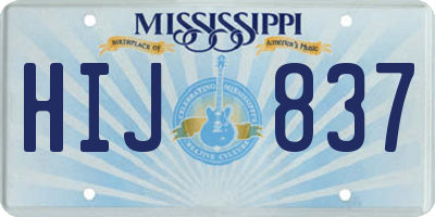 MS license plate HIJ837