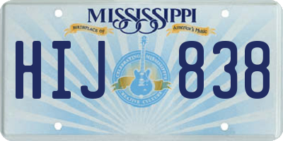 MS license plate HIJ838