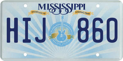 MS license plate HIJ860
